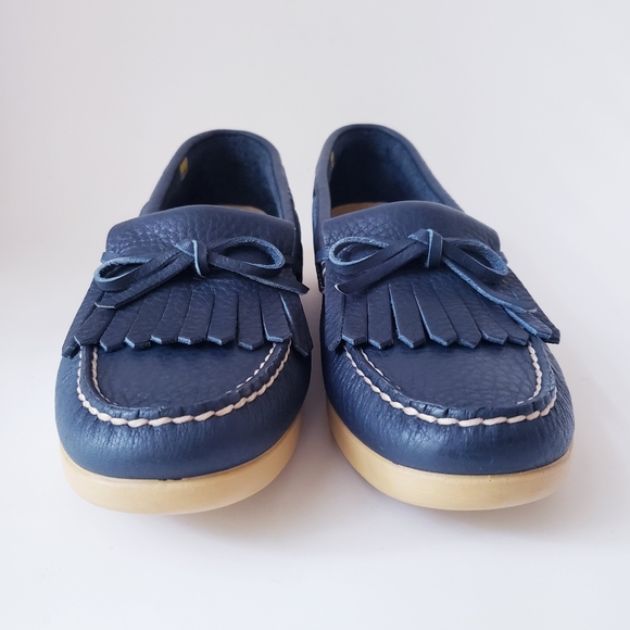 SAS Hand-sewn Blue Leather Loafers - Picture 2 of 13